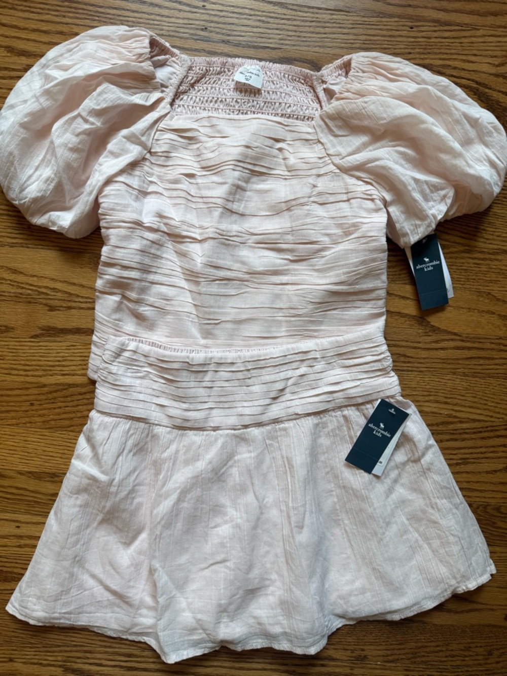 NEW abercrombie kids Blush Pink Smocked Pintuck Top and skirt